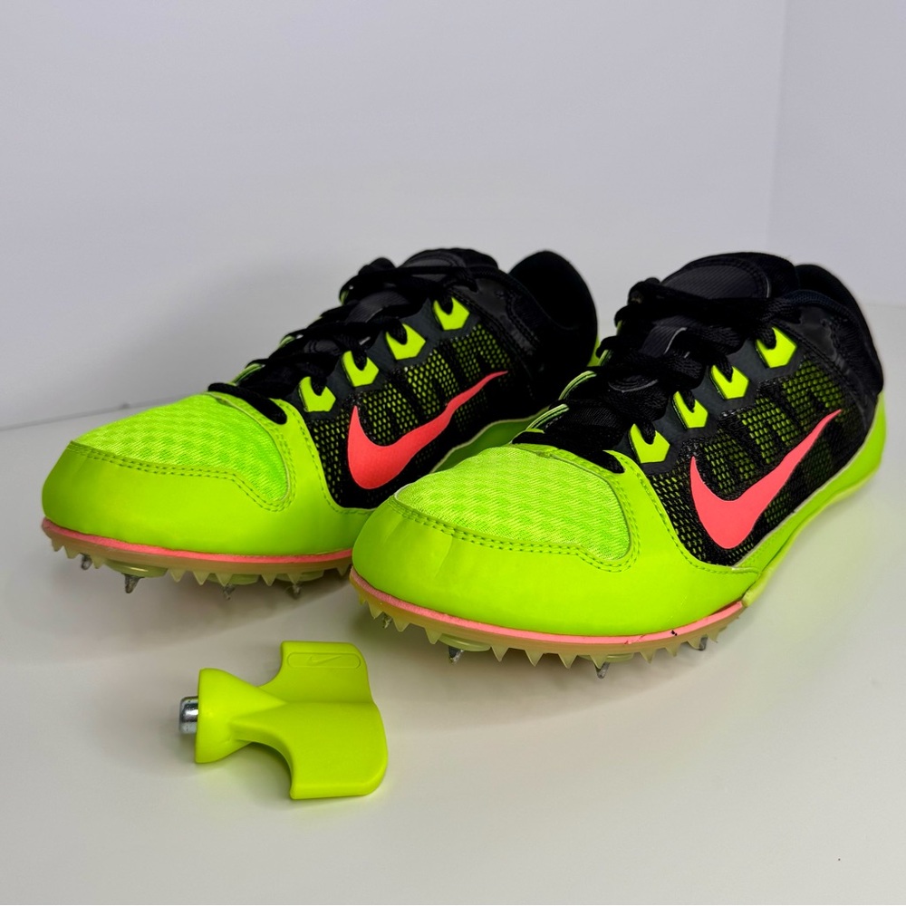 NIKE Rival MD 7 Lime Green‎ Black Mid Distance Track Spike Shoes Mens Size 9